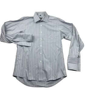 Donald Trump Signature Collection 16 34/35 French Cuff Pockets Gray white Stripe